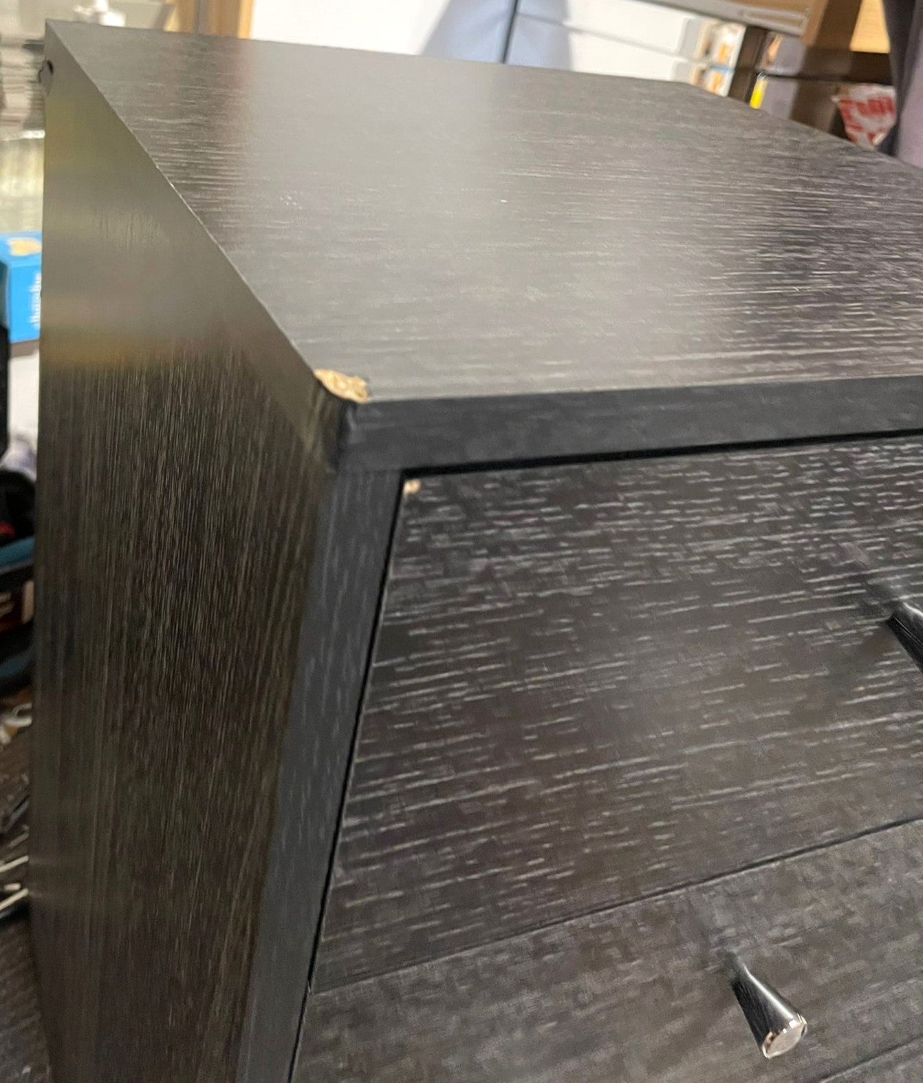 Assembled Malibu 3 Drawer Bedside Table - Black Oak Effect